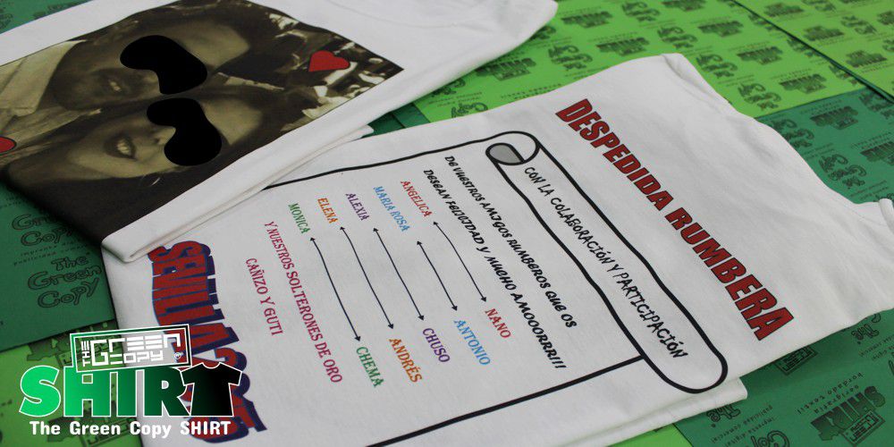 The Green Copy impresión de camisetas para la despedida rumbera sevilla imprimir serigrafía sudaderas Villanueva de la Cañada MADRID
