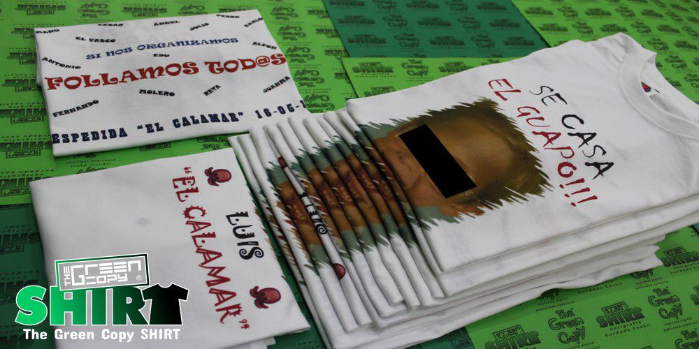 The Green Copy impresión de camisetas para la despedida de soltero el guapo imprimir serigrafía sudaderas Villanueva de la Cañada MADRID